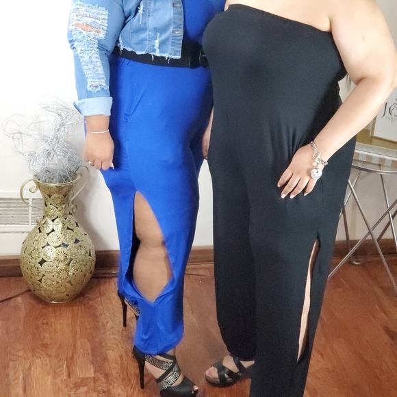 Summer Time Fine Side Slit Romper BLUE - Picture 8 of 9